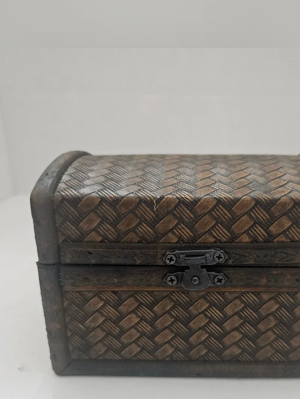 Vintage Boho Rattan Treasure Chest Jewelry Box
